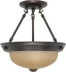 2-Light Semi-Flush Ceiling Light Fixture in Mahogany Bronze