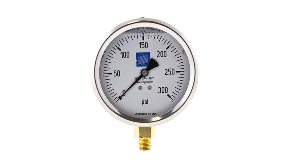 FPPI&reg; White 1/4 in. NPT Aluminum, Copper Alloy and Plastic Fire Sprinkler Liquid Fill Gauge 