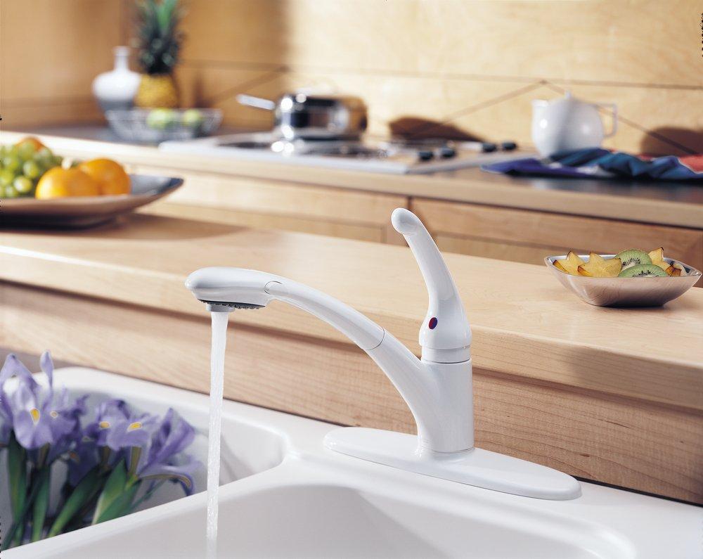 Delta Faucet Polished Chrome Single Handle Pull Out Kitchen Faucet 