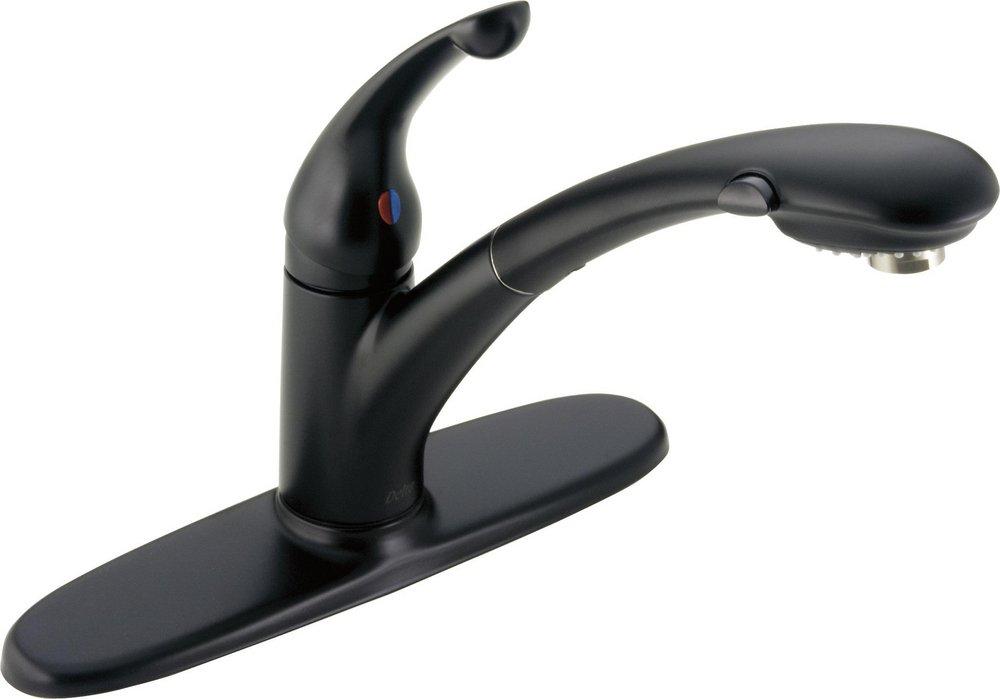 Delta Faucet Matte Black Single Handle Pull Out Kitchen Faucet 