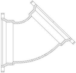 8 in. Mechanical Joint x Flanged Straight Epoxy Ductile Iron C110 Full Body 45 Degree Bend (Less Accessories)