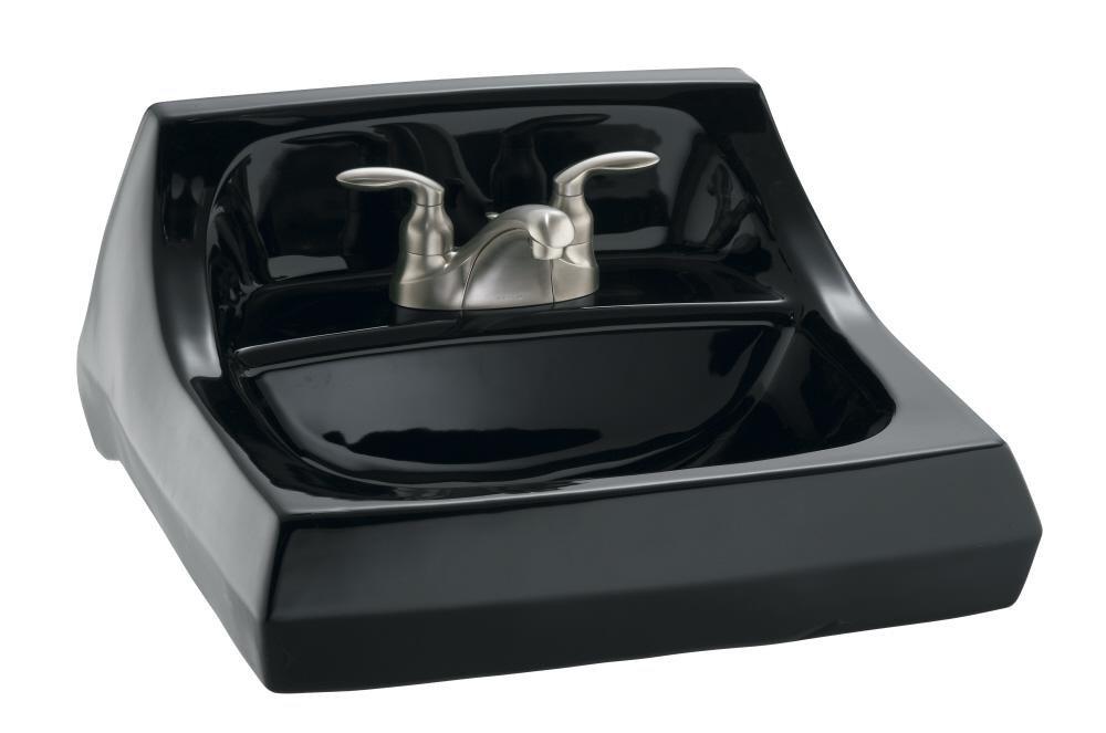 KOHLER Black Black&trade; Wall Mount Bathroom Sink with Overflow 