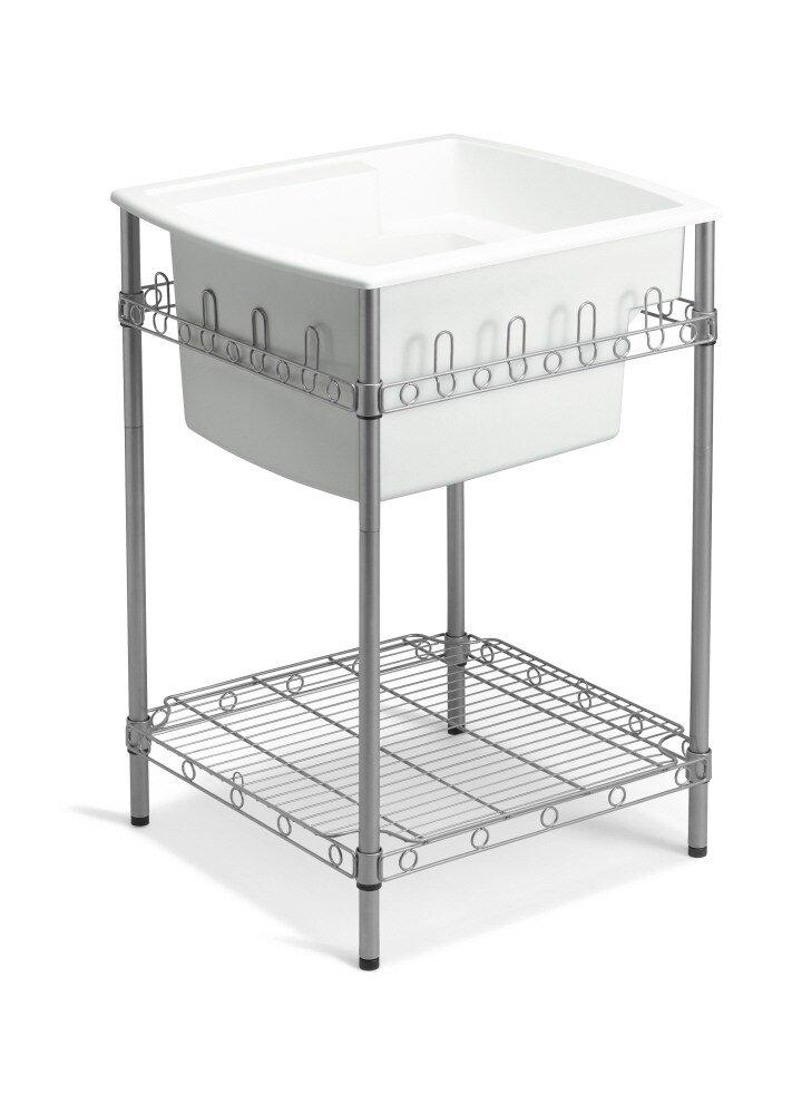 Sterling White 25 x 22 in. Top- Mount Single Bowl Utility Sink with Stand 