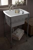 Sterling White 25 x 22 in. Top- Mount Single Bowl Utility Sink with Stand 