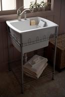 Sterling White 25 x 22 in. Top- Mount Single Bowl Utility Sink with Stand 