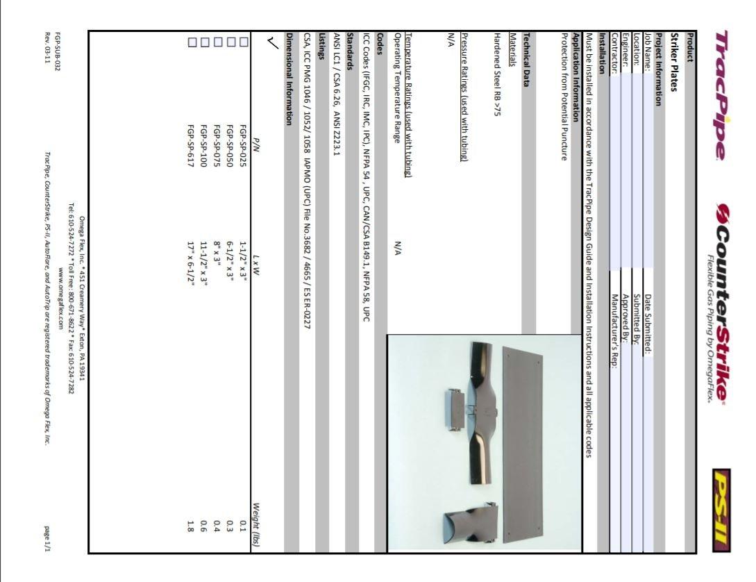 Omega Flex 3-Quarter Striker Plate 