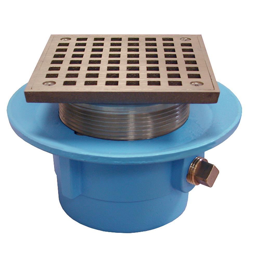 Jones Stephens No Hub Floor Drain with 5 in. Square Strainer 