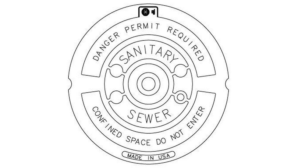 EJ Grey 1-Hole Cover Sanitary Sewer Danger Permit Required 