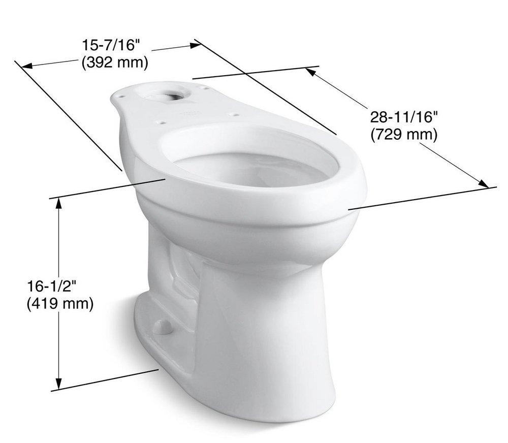 KOHLER White 1.6 gpf Elongated Toilet Bowl 