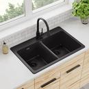 Elkay Black 33 x 22 in. No Hole Composite Double Bowl Drop-in Kitchen Sink 