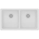 Elkay White 33 x 18-1/2 in. No Hole Composite Double Bowl Undermount Kitchen Sink 