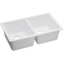 33 x 18-1/2 in. No Hole Composite Double Bowl Undermount Kitchen Sink in White