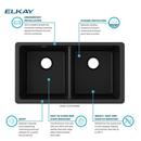 Elkay Black 33 x 18-1/2 in. No Hole Composite Double Bowl Undermount Kitchen Sink 