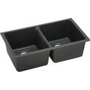 33 x 18-1/2 in. No Hole Composite Double Bowl Undermount Kitchen Sink in Black