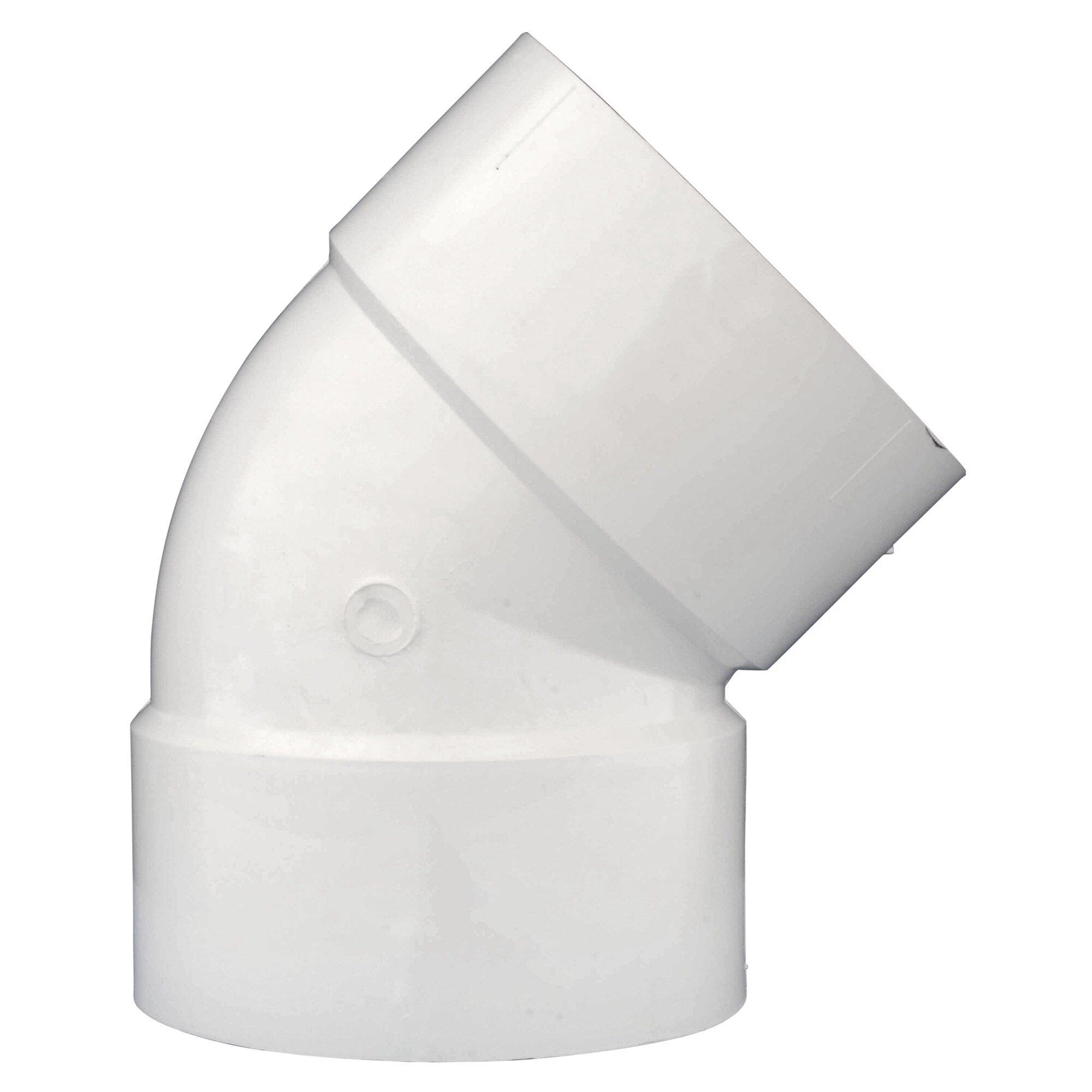 White Hub Plastic 45 Degree DWV Elbow 