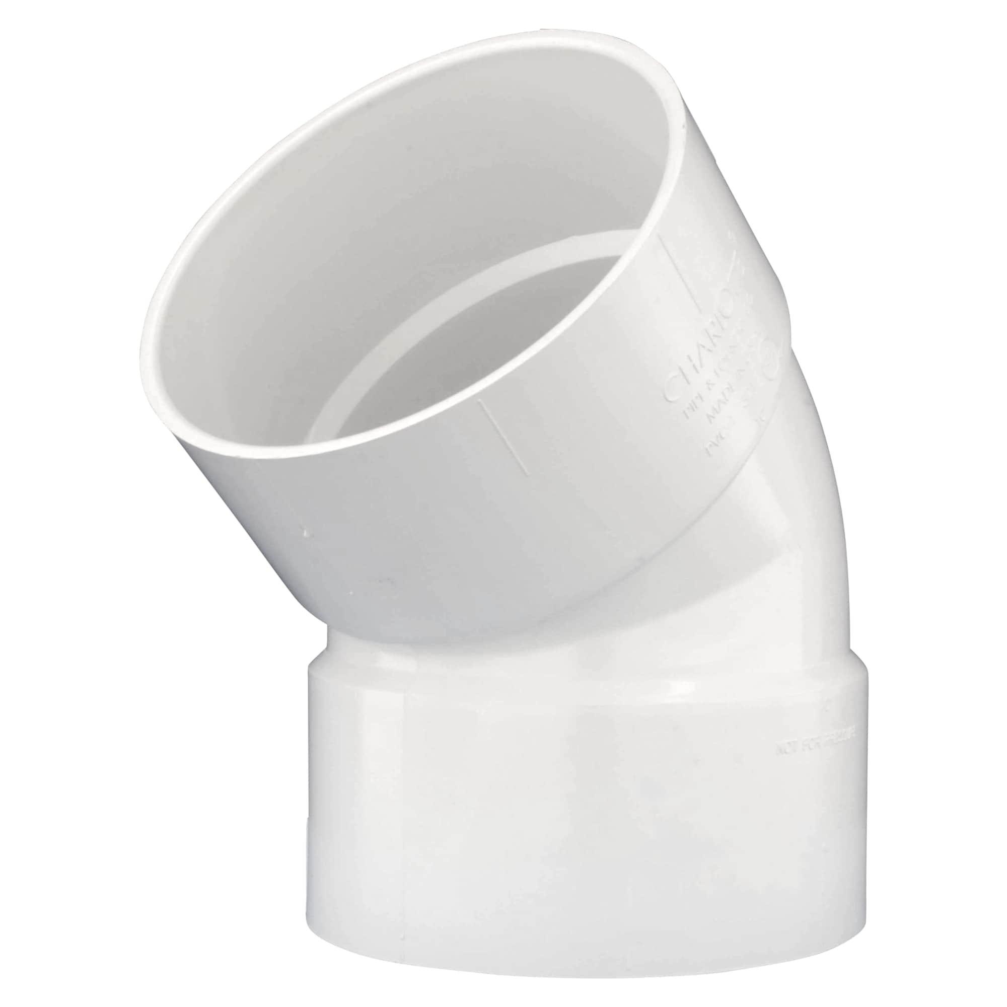 White Hub Plastic 45 Degree DWV Elbow 