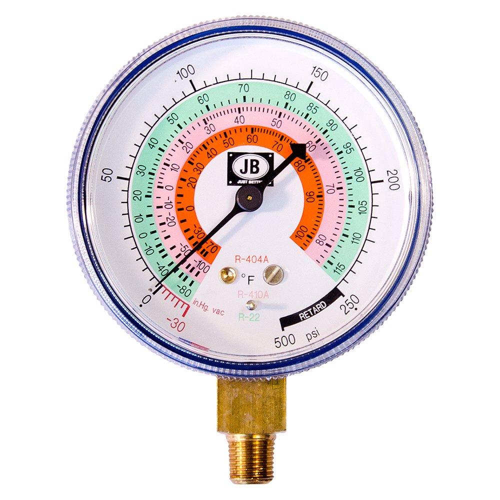 JB Industries Blue Compound Steel Case Pressure Gauge 