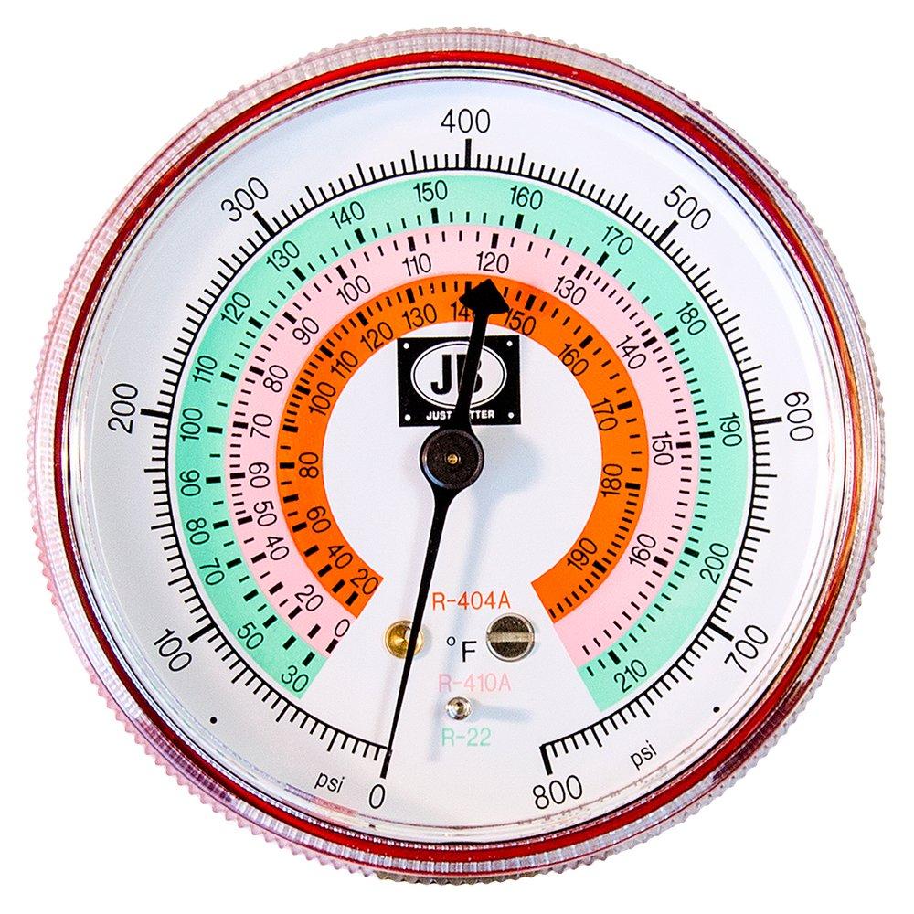 JB Industries Red Steel Case Pressure Gauge 
