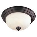 60 W 1-Light Flush Mount Ceiling Fixture in Painted Bronze