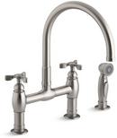 KOHLER Vibrant&reg; Stainless Two Handle Bridge Kitchen Faucet 