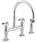 KOHLER Polished Chrome Two Handle Bridge Kitchen Faucet 