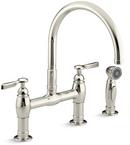 KOHLER Vibrant&reg; Polished Nickel Two Handle Bridge Kitchen Faucet 