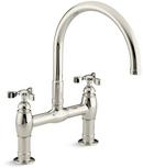 Two Handle Bridge Kitchen Faucet in Vibrant Polished Nickel