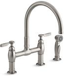 KOHLER Vibrant&reg; Stainless Two Handle Bridge Kitchen Faucet 