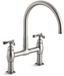 Two Handle Bridge Kitchen Faucet in Vibrant Stainless