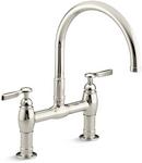 KOHLER Vibrant&reg; Polished Nickel Two Handle Bridge Kitchen Faucet 