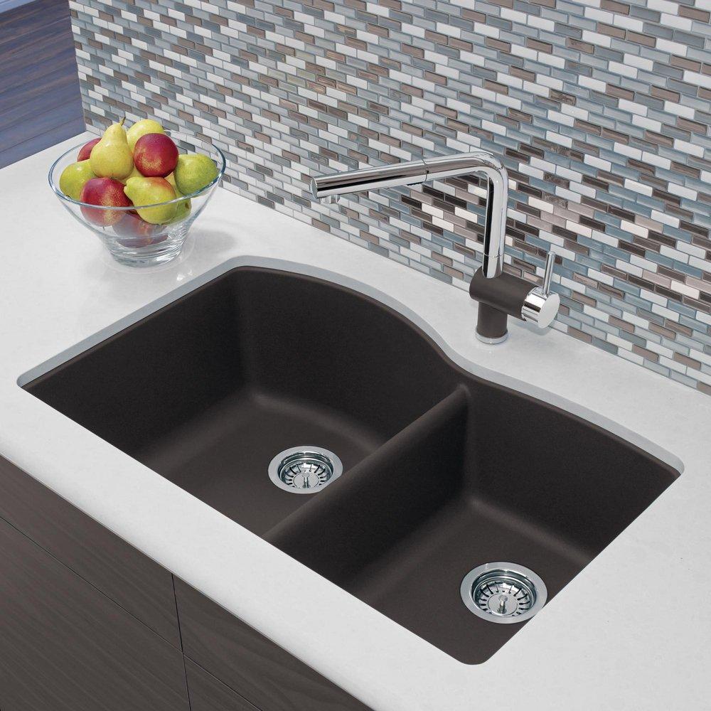 BLANCO Cafe 32 x 20-27/32 in. No Hole Composite Double Bowl Undermount Kitchen Sink 