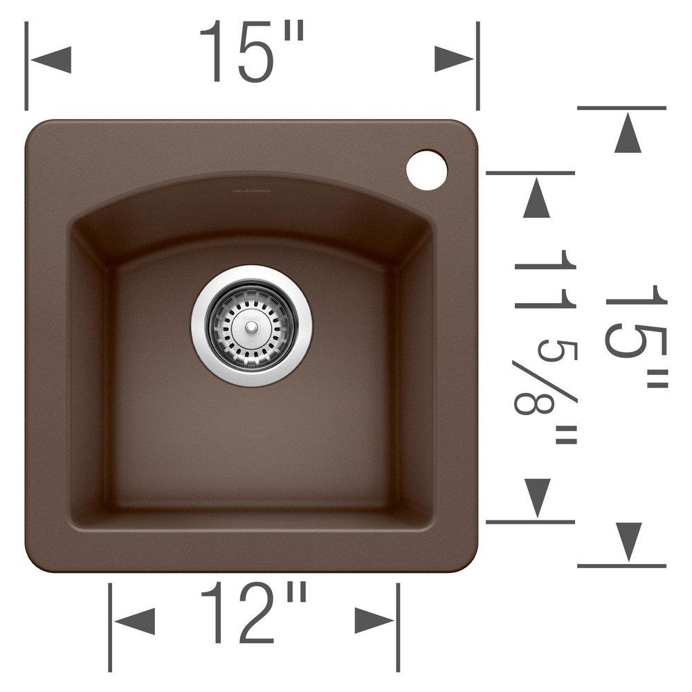 BLANCO Caf&eacute; 15 x 15 in. 1 Hole Drop-in and Undermount Granite Bar Sink 