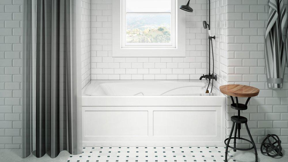 JACUZZI&reg; Black 60 x 36 in. Acrylic Rectangle Drop-In or Skirted Bathtub with Right Drain 