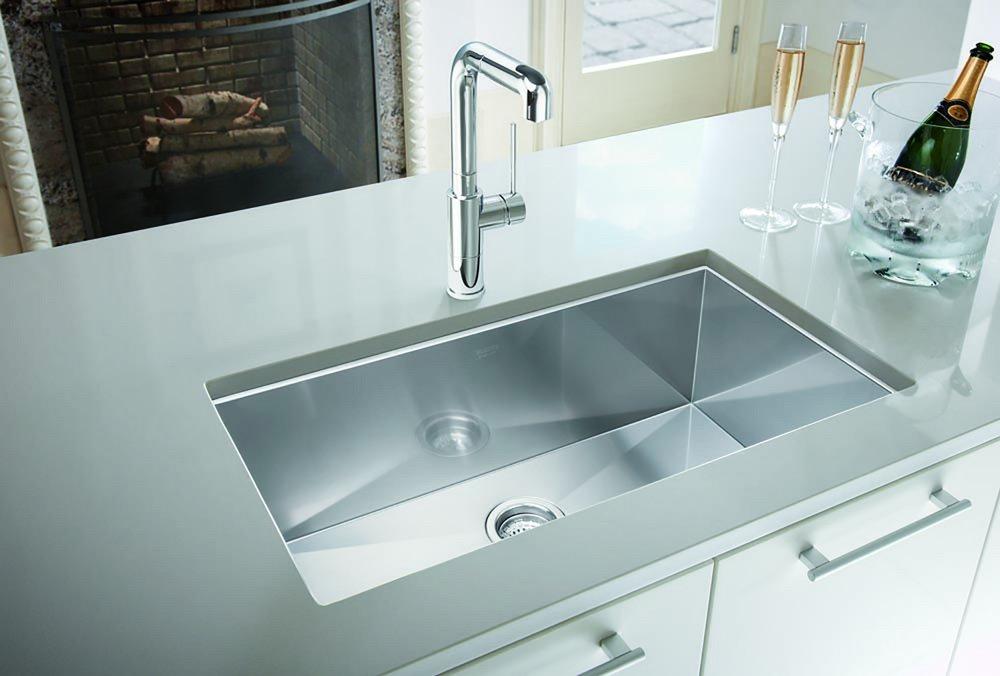 BLANCO Polished Satin 32 x 18 in. No Hole Stainless Steel Single Bowl Undermount Kitchen Sink 
