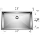BLANCO Polished Satin 32 x 18 in. No Hole Stainless Steel Single Bowl Undermount Kitchen Sink 