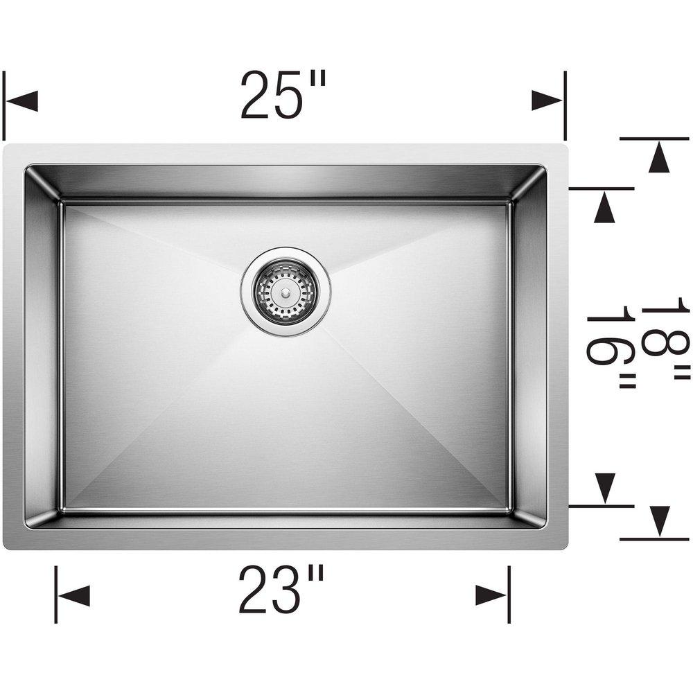 BLANCO Polished Satin 25 x 18 in. No Hole Stainless Steel Single Bowl Undermount Kitchen Sink 
