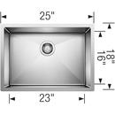 BLANCO Polished Satin 25 x 18 in. No Hole Stainless Steel Single Bowl Undermount Kitchen Sink 