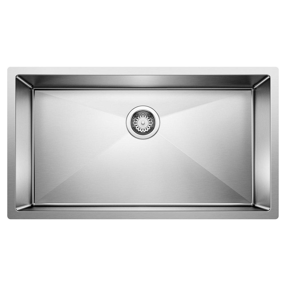 BLANCO Polished Satin 32 x 18 in. No Hole Stainless Steel Single Bowl Undermount Kitchen Sink 