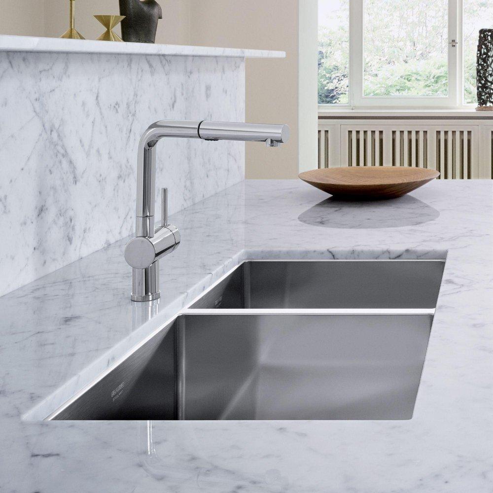 BLANCO Polished Satin Double Bowl Kitchen Sink 