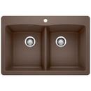 33 x 22 in. 1 Hole Composite Double Bowl Dual Mount Kitchen Sink in Cafe Brown
