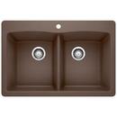 33 in. Dual Mount Silgranit Double Bowl Kitchen Sink in Café