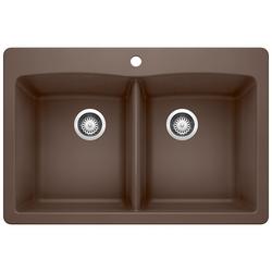 33 in. Dual Mount Silgranit Double Bowl Kitchen Sink in Café