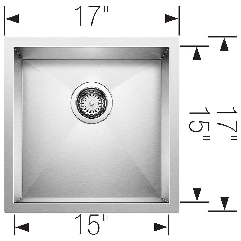 BLANCO Satin Polished 17 x 17 in. Undermount Stainless Steel Bar Sink 