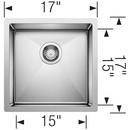 BLANCO Satin Polished 17 x 17 in. Undermount Stainless Steel Bar Sink 