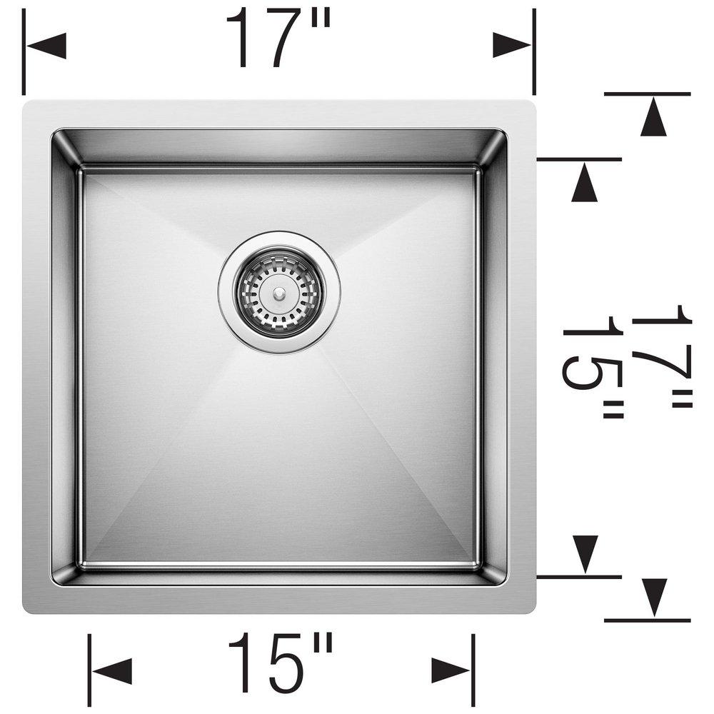 BLANCO Satin Polished 17 x 17 in. Undermount Stainless Steel Bar Sink 