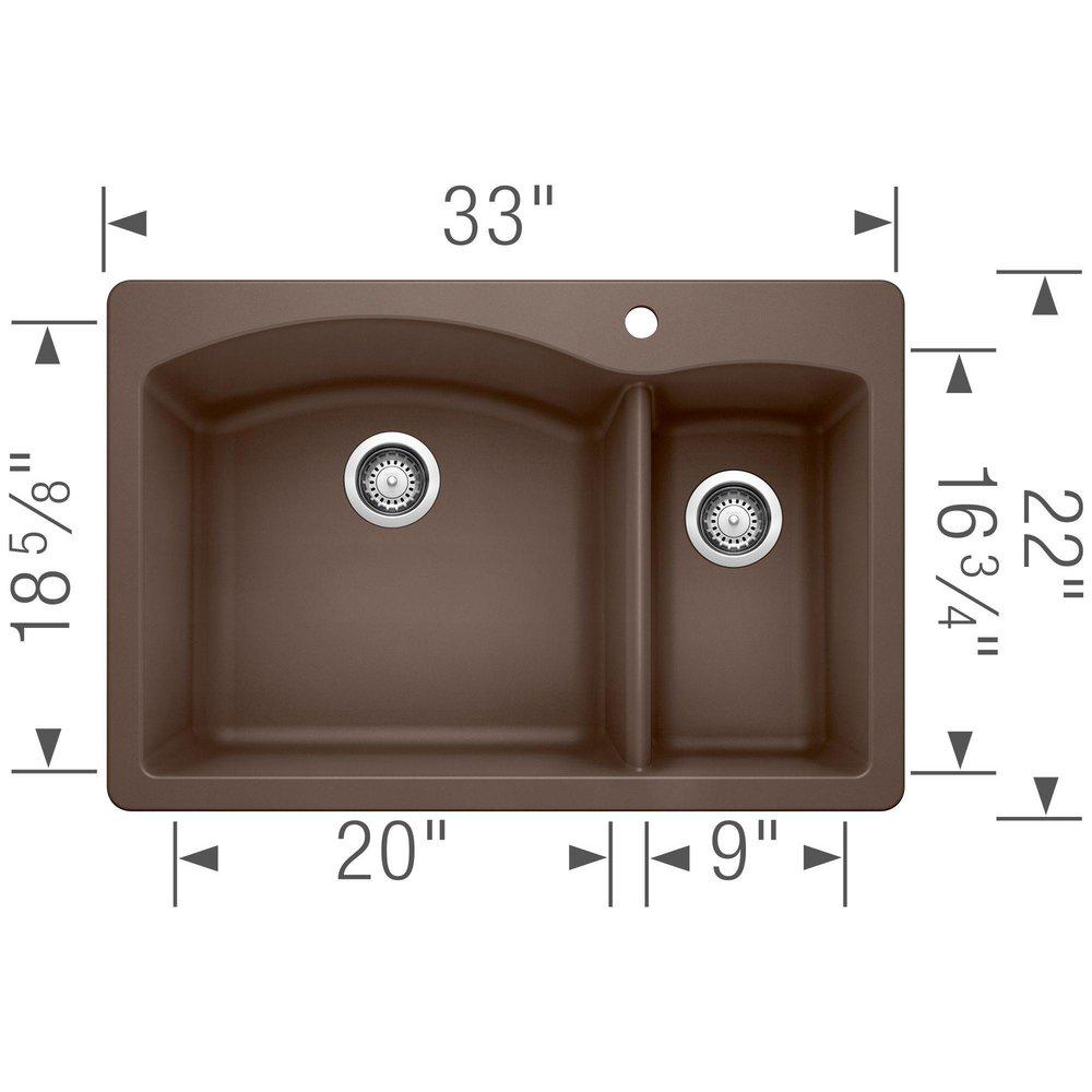 BLANCO Caf&eacute; 33 x 22 in. 1 Hole Composite Double Bowl Dual Mount Kitchen Sink 