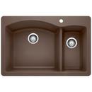 33 x 22 in. 1 Hole Composite Double Bowl Dual Mount Kitchen Sink in Cafe Brown