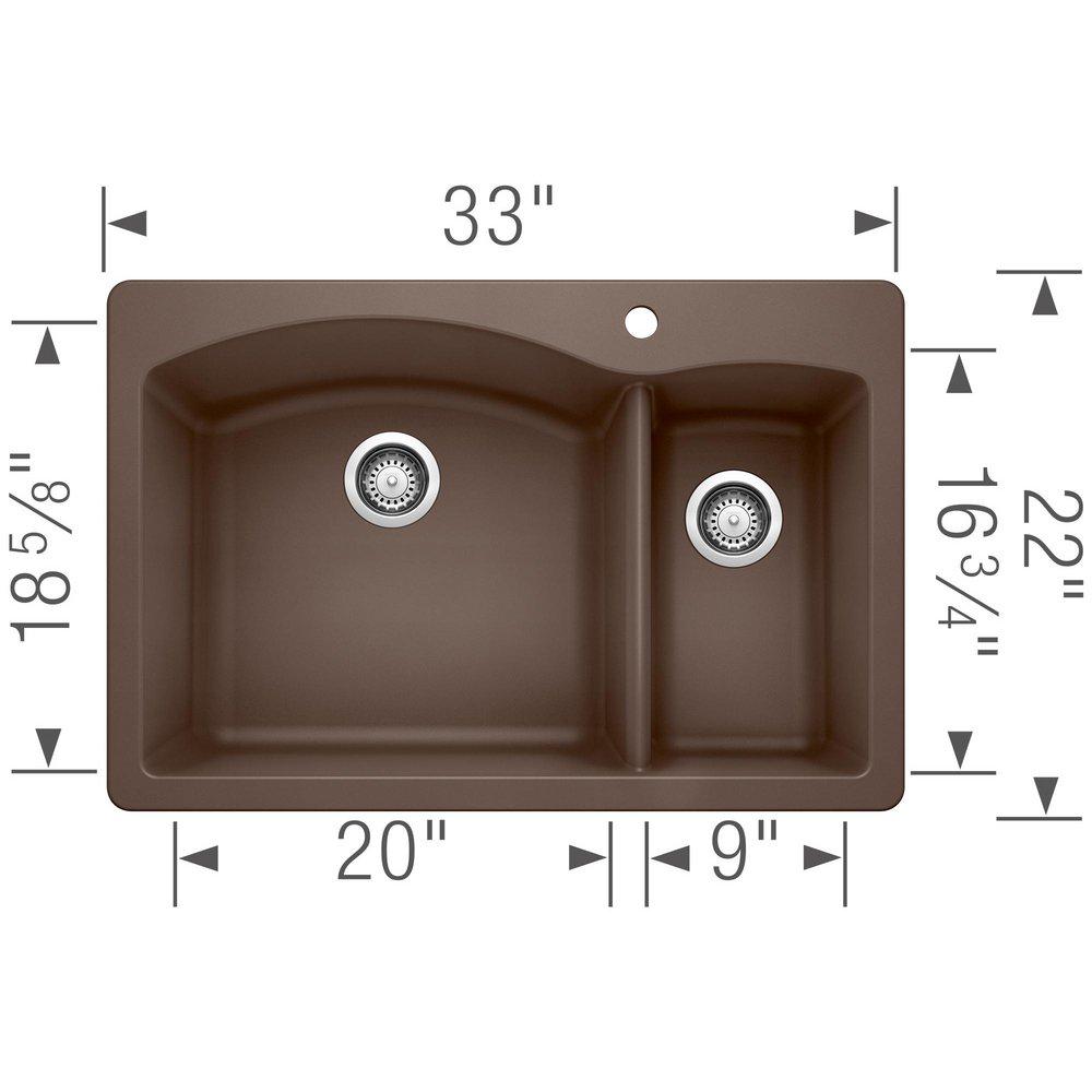 BLANCO Caf&eacute; 33 x 22 in. 1 Hole Composite Double Bowl Dual Mount Kitchen Sink 