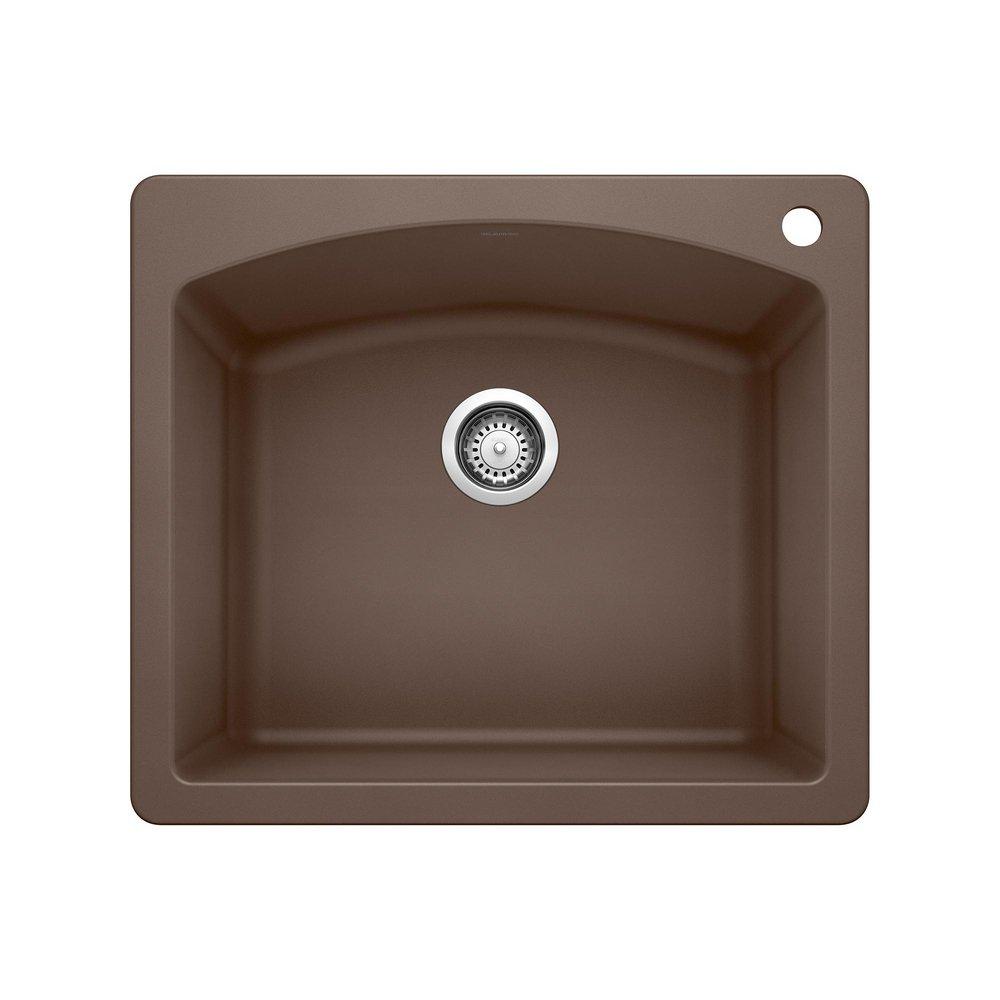 BLANCO Cafe Brown 25 x 22 in. 1 Hole Composite Single Bowl Dual Mount Kitchen Sink 
