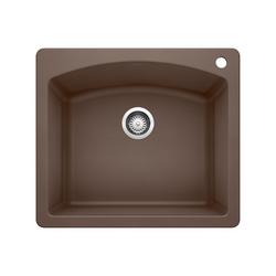 25 in. Dual Mount Silgranit Single Bowl Kitchen Sink in Caf&eacute;